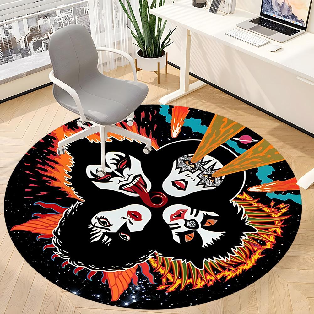 1pc KISS Band Office Round Area Rug, Under Office Chairs Bedroom Living Room Home Decor  a1016306