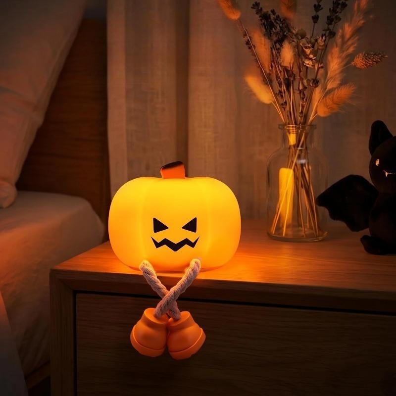 Rechargeable Halloween Led Night Light Cute Squishy Cartoon Kids Silicone Nursery for Bedroom Holloween Pumpkin Bedside Portable