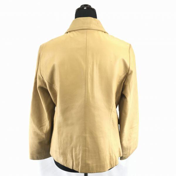 Spick & Span Cow Leather Riders Leather Jacket / 38 / Women's M / Beige Brown / Full Zip / Flap Pocket