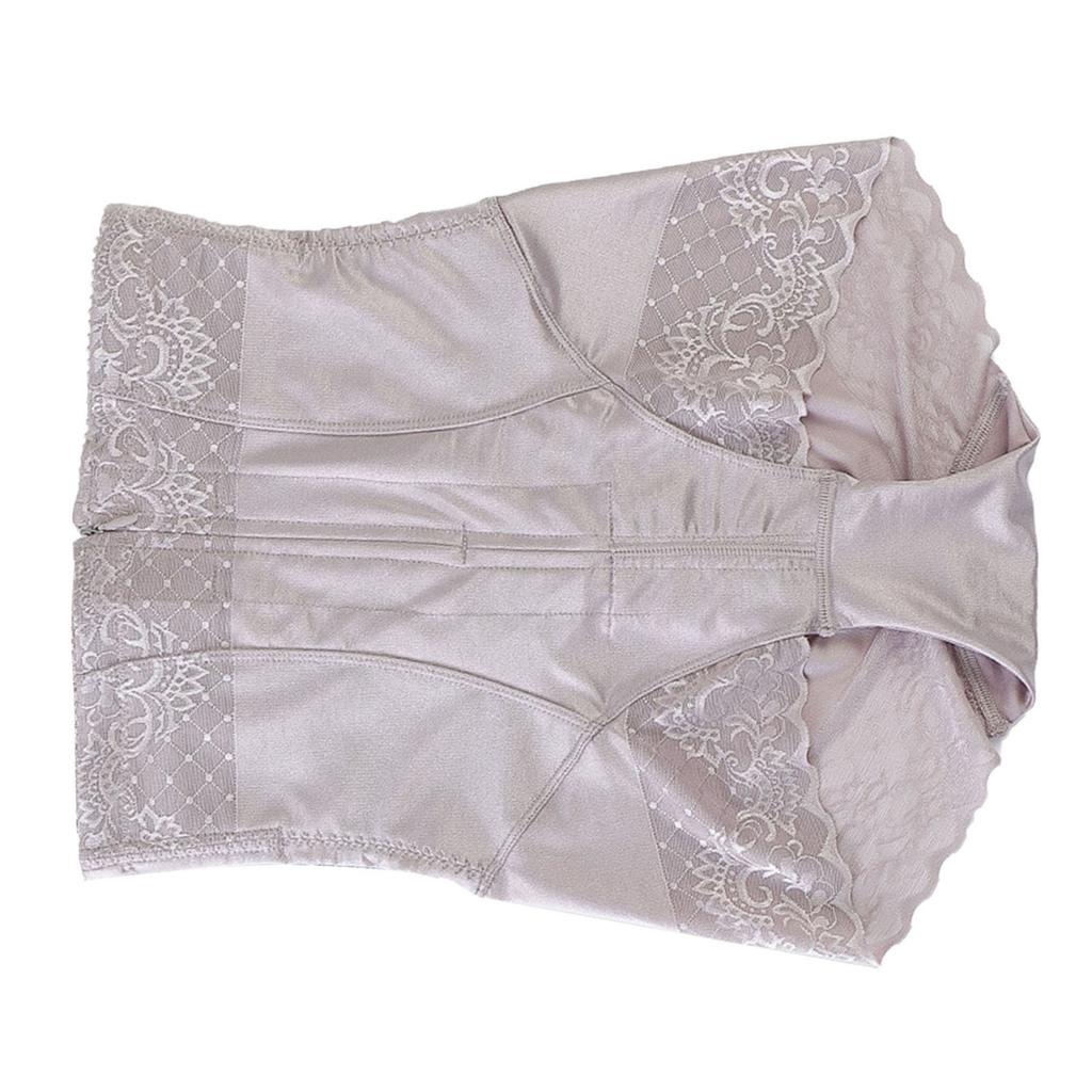 Women Postpartum High Waist Abdominal Compression Corset Underwear Zipper Lace Hip Lift Shaper Panties Silver Purple L