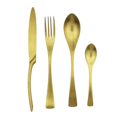 Set di posate dorate da 4 pezzi Set di stoviglie in acciaio inossidabile 18/10 Coltelli Forchetta Cucchiaio Set da pranzo Set di posate per la cucina di casa