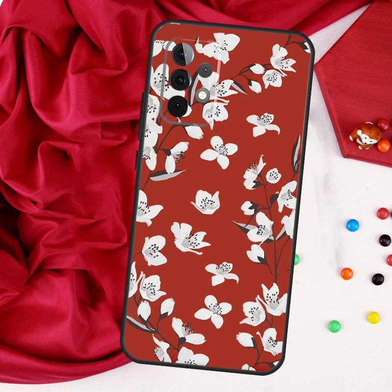 Cherry Blossom Floral For Samsung Galaxy A15 A55 A53 A33 A35 A22 A32 A52 A54 A34 A14 A56 A36 A26 A16 A05 A06 Case