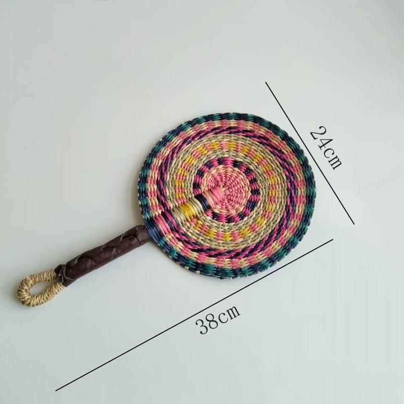 Hand Woven Seaweed Fan Wall Mounted Decorative Fan Summer Cooling Hand Fan
