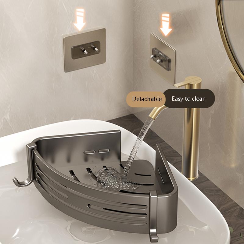 Rohová police do koupelny bez vrtání Plovoucí police Nástěnná organizace Koupelnové potřeby Sprchové police Organizér Prasklé police