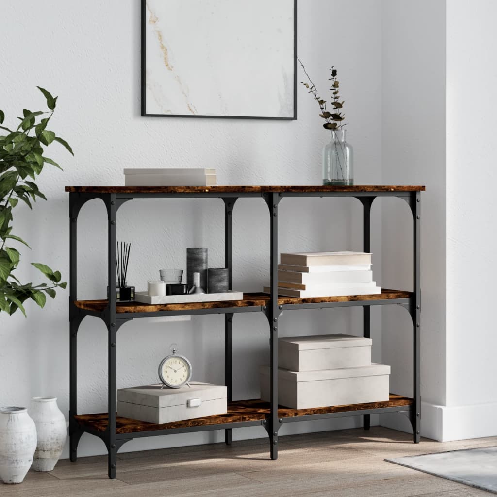 Console Table Smoked Oak 100x29x75 cm Wood Based Material