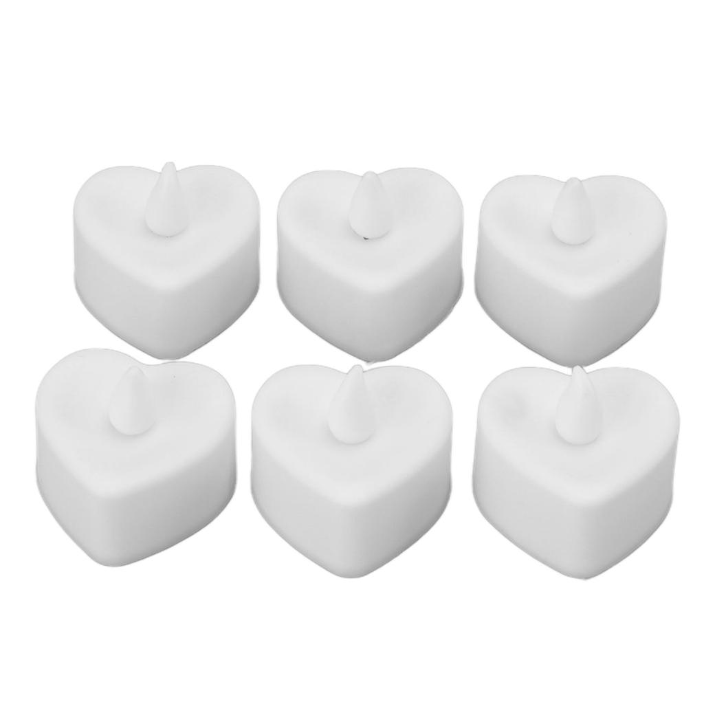 12Pcs LED Tea Lights Heart Shaped Flameless Battery Operated Electronic Fake Candles Wedding Party