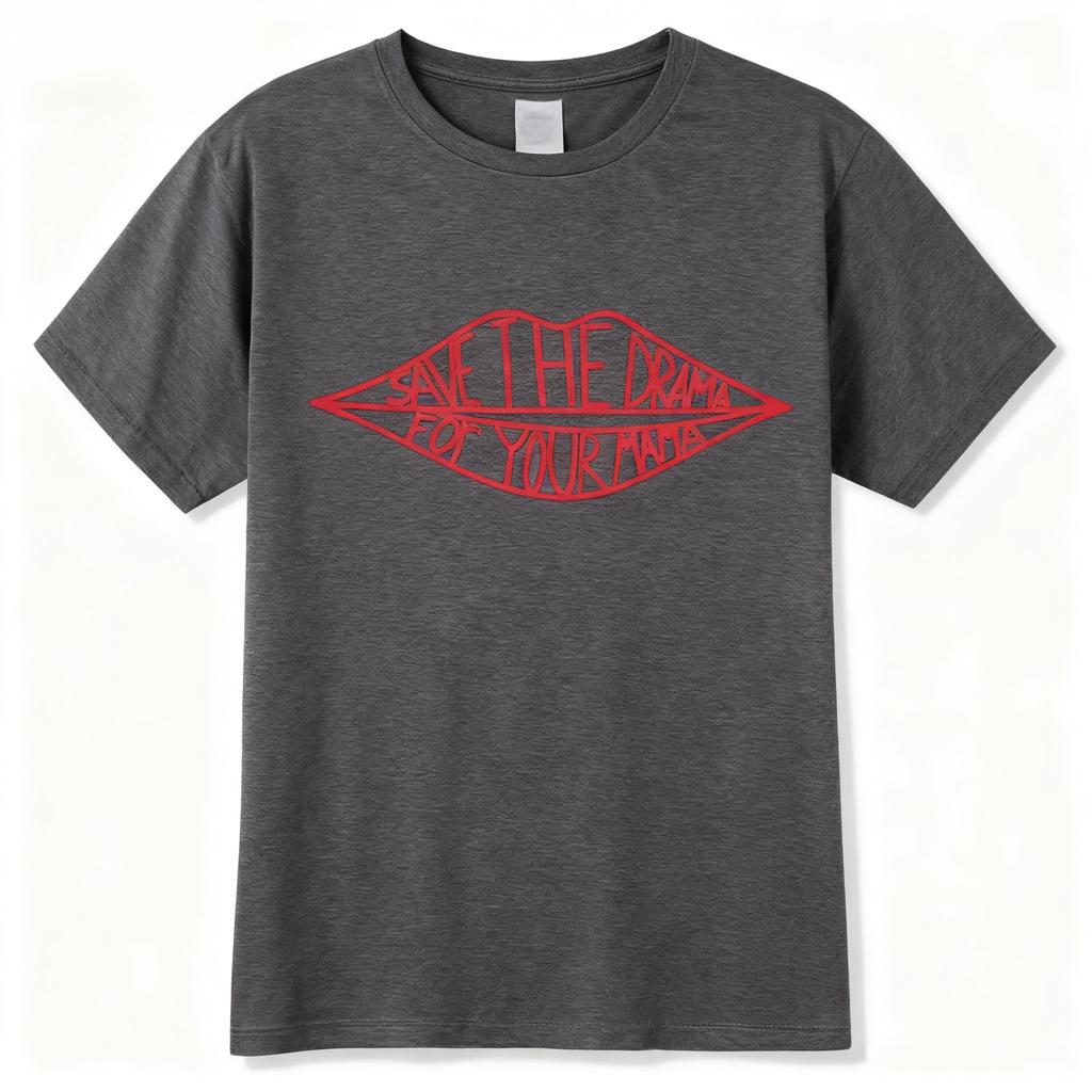 Unisexs Summer Tshirt Save The Drama For Your Mama Lips Print Casual Short Sleeve Tee Streetwear Hip Hop Top 100 Cotton Loose