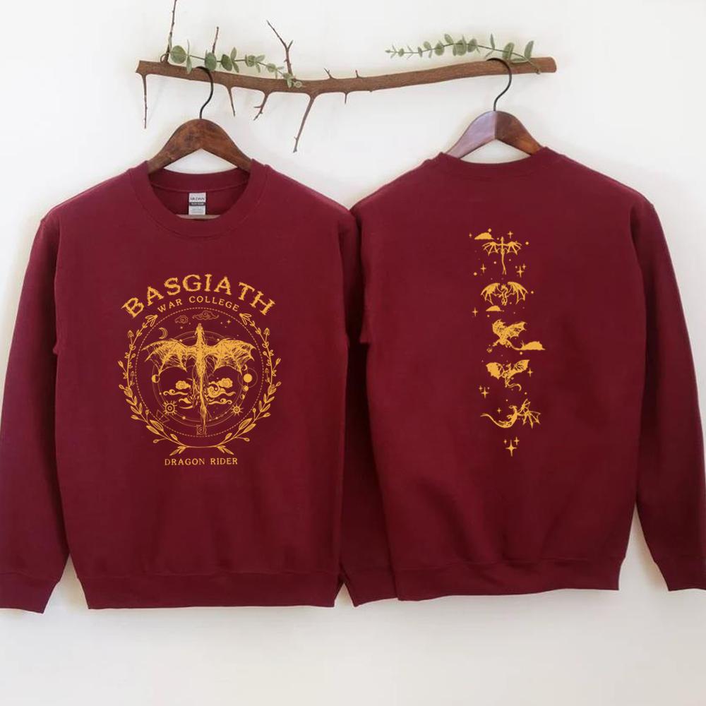 

Толстовка унисекс с золотым драконом «Четвертое крыло» Basgiath War College, двусторонняя толстовка с капюшоном Dragon Rider, книжный свитер, модные толстовки для фанатов L
