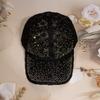 Shiny Rhinestone Lace Flower Baseball Cap Hollow Out Breathable Adjustable Ladies Spring Summer Hats