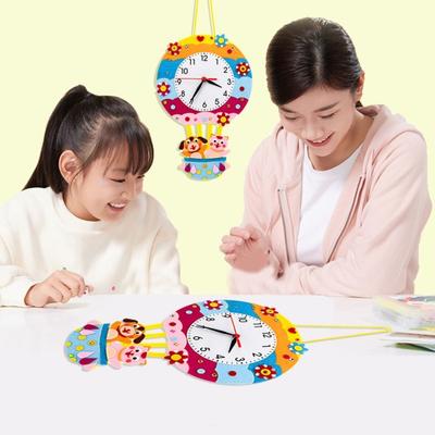 Yousheng Kids Handmade Clock Toy DIY Making Non-woven Cartoon Clock Make Your Own Teaching Clock Toy Children Time Cognitive Educational Toys Birthday