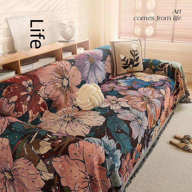 Chenier Flowering Sofa Cover Cloth Is Universal In All Seasons Anti-Cat Scratching Sofa Towela Whole Cover Is Resistant To Dirt
