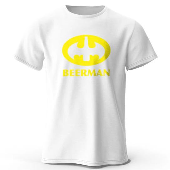 Beer print T-shirt men's and women's classic oversized fun print 3D print short-sleeved summer top
