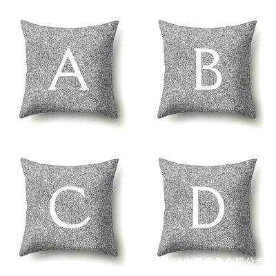Polyester Pillowcase Home Decoration Gray Bottom Pillowcase 26 English Letter Cushion Cover