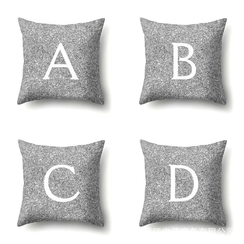 Polyester Pillowcase Home Decoration Gray Bottom Pillowcase 26 English Letter Cushion Cover
