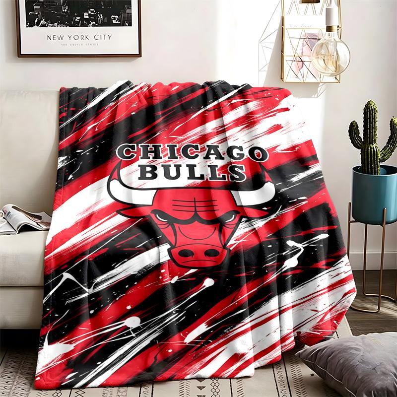 Chicago Bulls Theme Blanket Suitable For The Sofa Camping And Travel Made Of Soft Flannel Material An Ideal Gift For Occasions Such As Birthdays And G