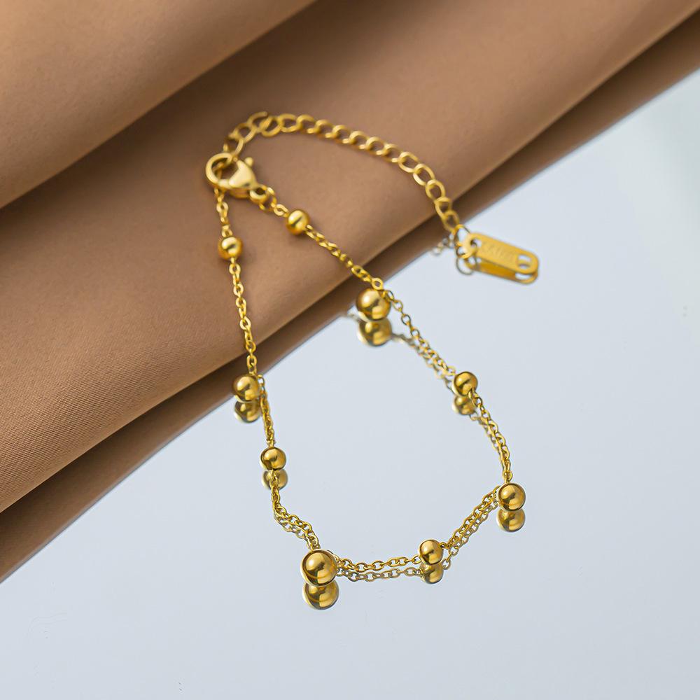 New Trendy Gold Plated Stainless Steel Bracelets  Waterproof Mulit Round Ball Bracelet for Women Boho