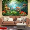 2D Plane 1 Piece of Fantasy Mushroom Village Magic Forest-themed Background Banner