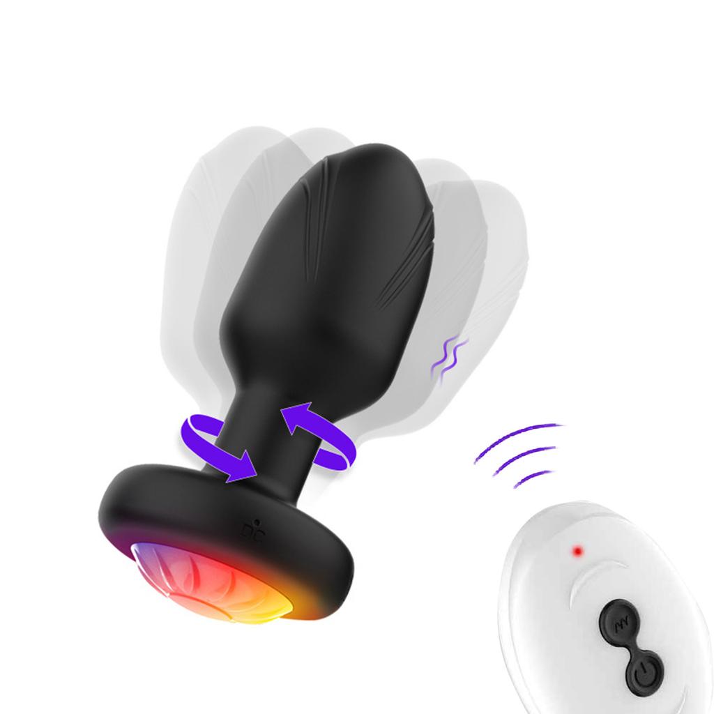 Anal Plug for Male with Light Up Vibrator Prostate Massager,360°Swing Modes Anal Toy with Remote Control for Couples Beginner Anal Training
