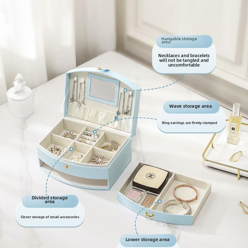 Jewelry Box Household Portable Jewelry Storage Box Large Capacity Necklace Children's Hair Accessories Flip Jewelry Storage Box Cross-border