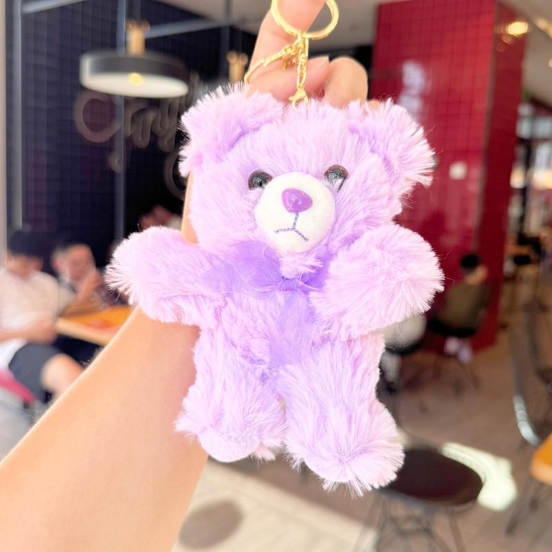 Cartoon Teddy Bear Plush Toy Bow Decoration Animal Doll Keychain Pendant Kid