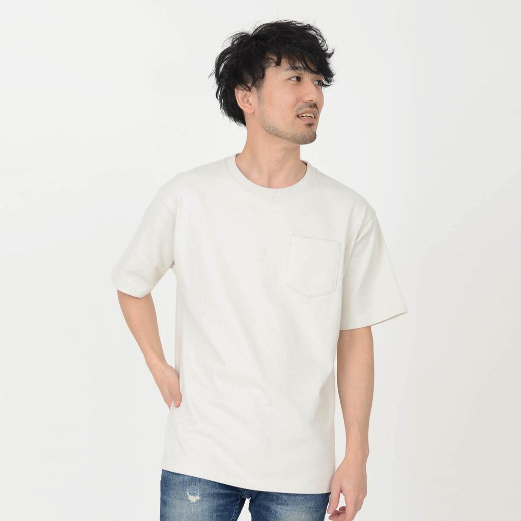 T-Shirt.ST Men's 10.2oz Short Sleeve Solid Cotton T-Shirt with Pocket, Greige, Size XL