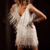 Formal Dress Sequins Tassels Sexy Slim Bodycon Dress for Party Wedding Banquet