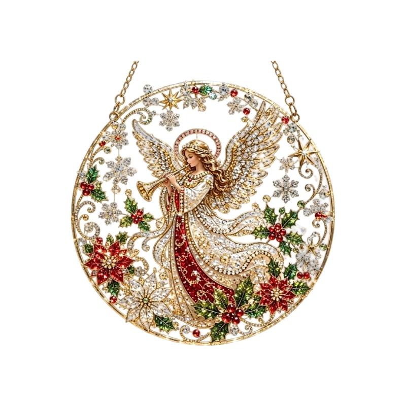 Seasonal Christmas Acrylic Ornament DIY Kits with Drill Art Finish, Top Chain, Selected Style, Tool Set Home Use