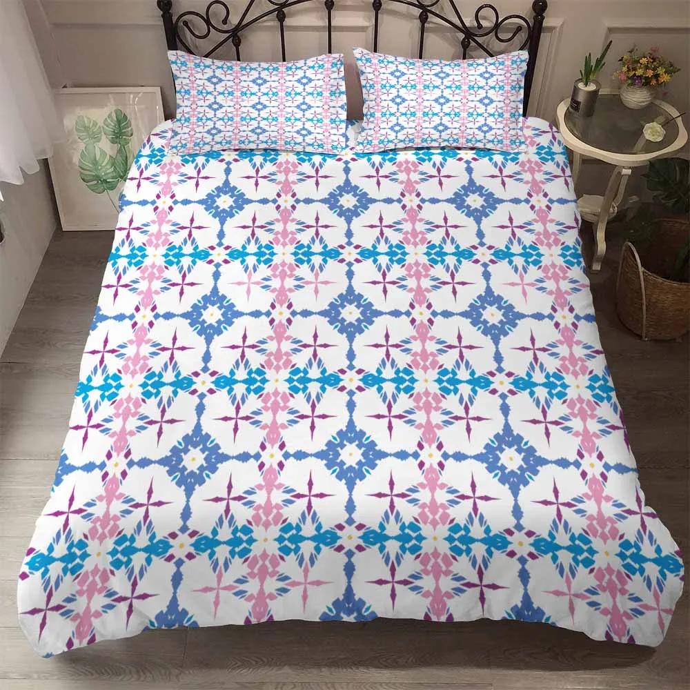 Comforter Bedclothes Microfiber Fabric Circle Elasticity Geometric Style Bedding Red Pink Blue Bedding Ropa De Cama Bed