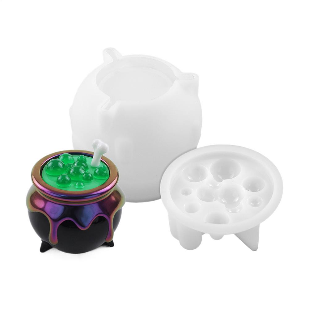 

Контейнер-котел на Хэллоуин, форма для эпоксидной смолы для DIY, гипсовая коробка для хранения, силиконовые формы, подарок на Хэллоуин, шкатулка для драгоценностей, материалы для литья