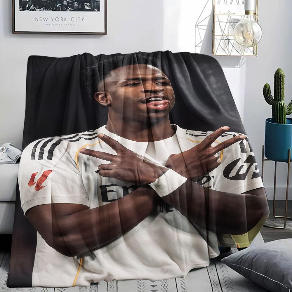 Vinícius Júnior Printed Flannel Blanket, Soft Throw for Bedroom Sofa, Washable, Fan Merchandise, Great Gift.