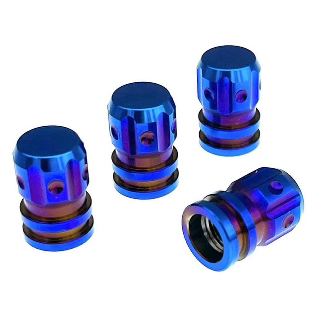 RENPA Titanium Alloy Air Valve Cap (Burnt Blue, Set of