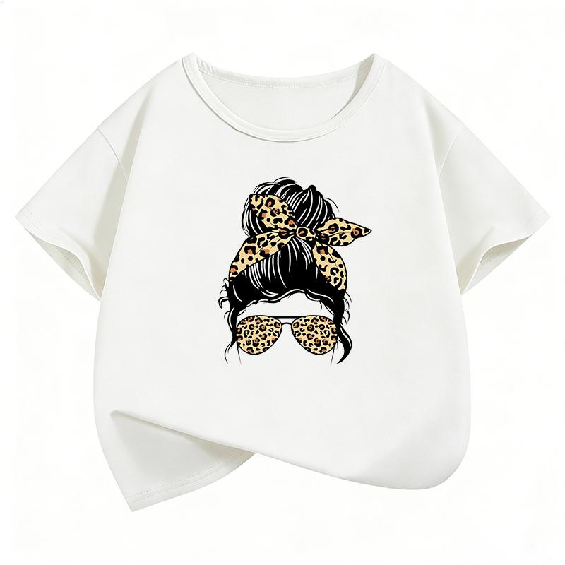 Fashion Leopard Print TShirt Printed T Shirt Girls Summer Clothes Short Sleeve Tops TShirts Cute Streetwear Clothing