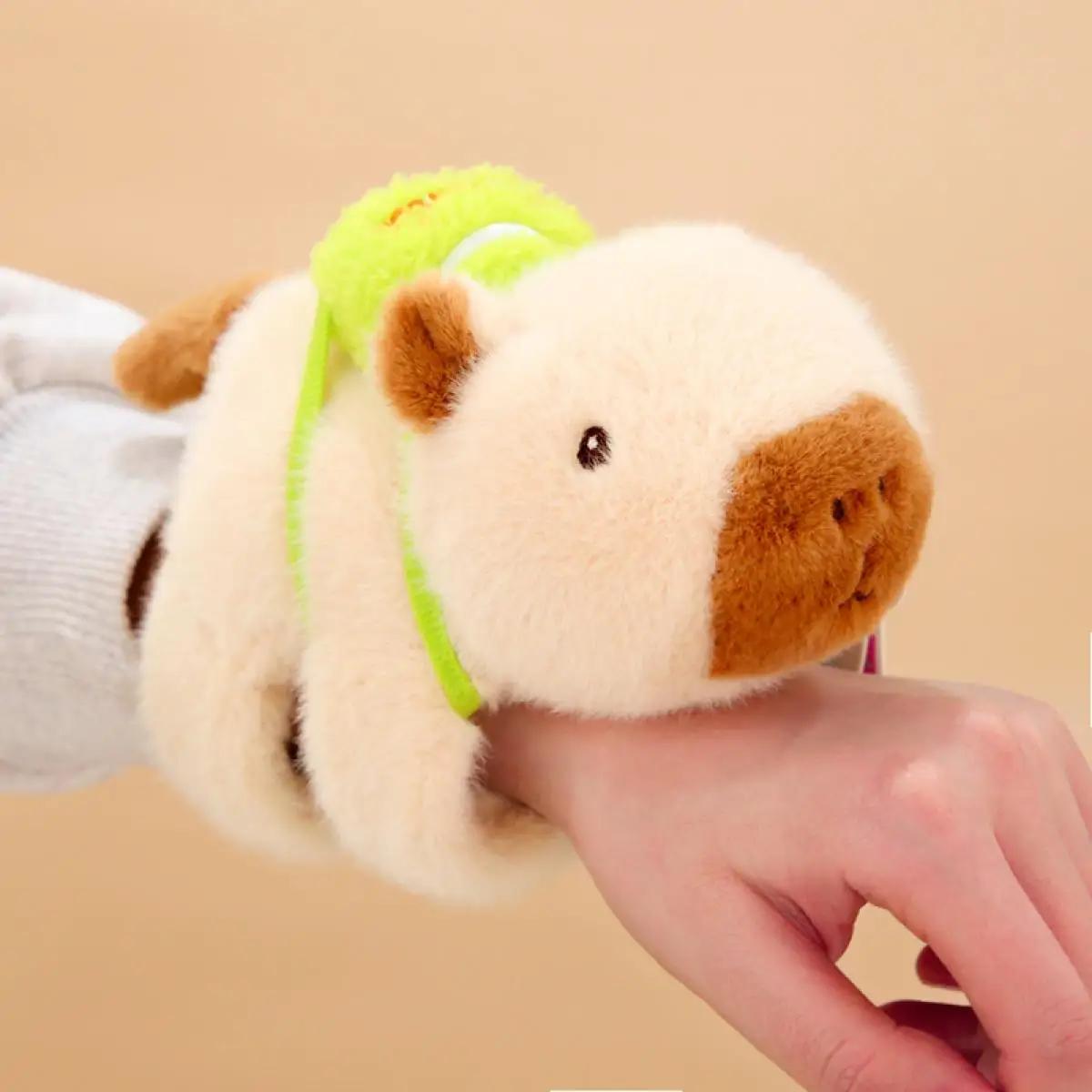 Nouveau Rytanda capybara Clap Cercle Jouets Slap Snap Enrouler Bracelet bracelet Capybara peluche Anneau de Main Amusant Pop Cercles white