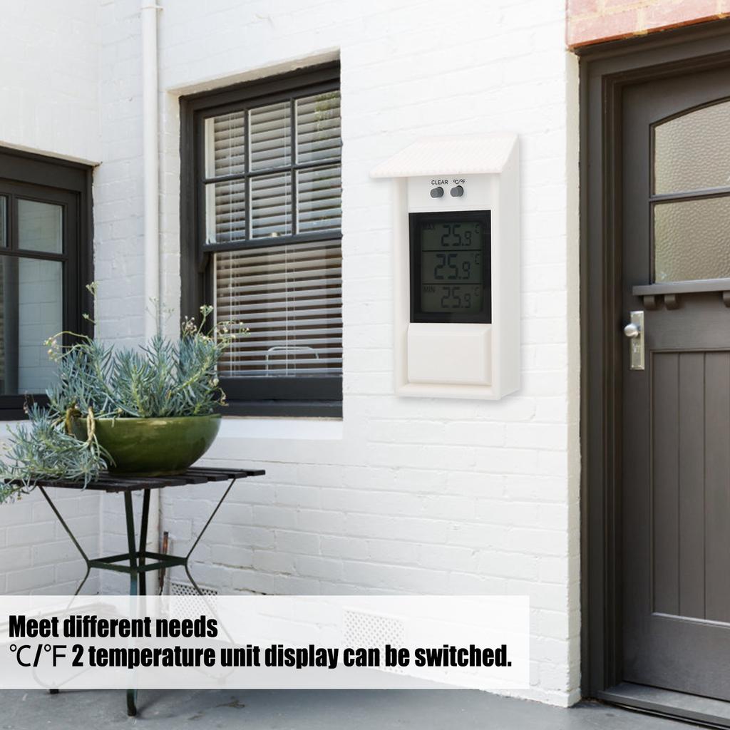 Digital Thermometer Outdoor Garden Waterproof Thermometer White Temperature Gauge with Hook Waterproof Thermometer Thermometer