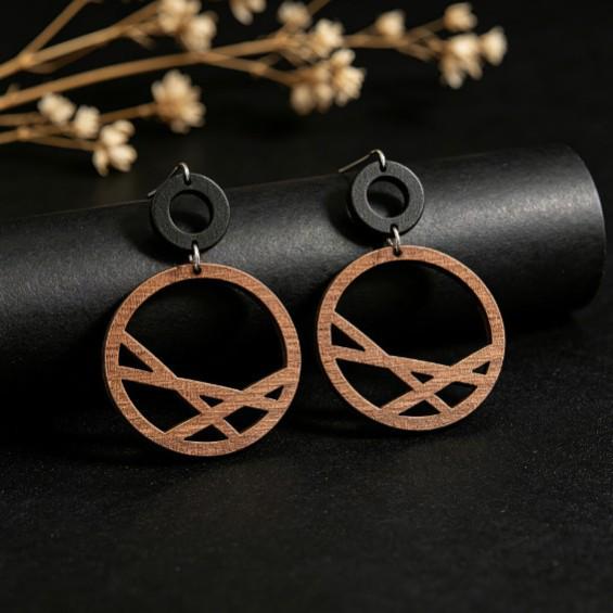 Bohemian Retro Wooden Hollow Round Earrings
