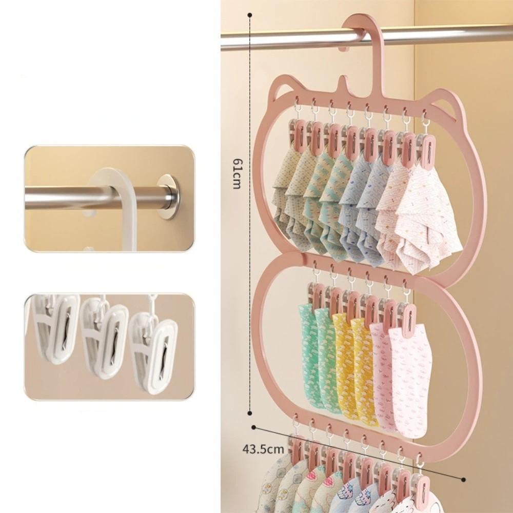 Multi-clip Sock Drying Rack Space-saving Removable Socks Underwear Storage Rack Multi-functional Wardrobe Storage