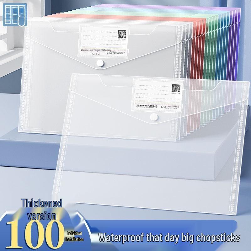 Transparent Large Capacity Snap Button File Bag for Students