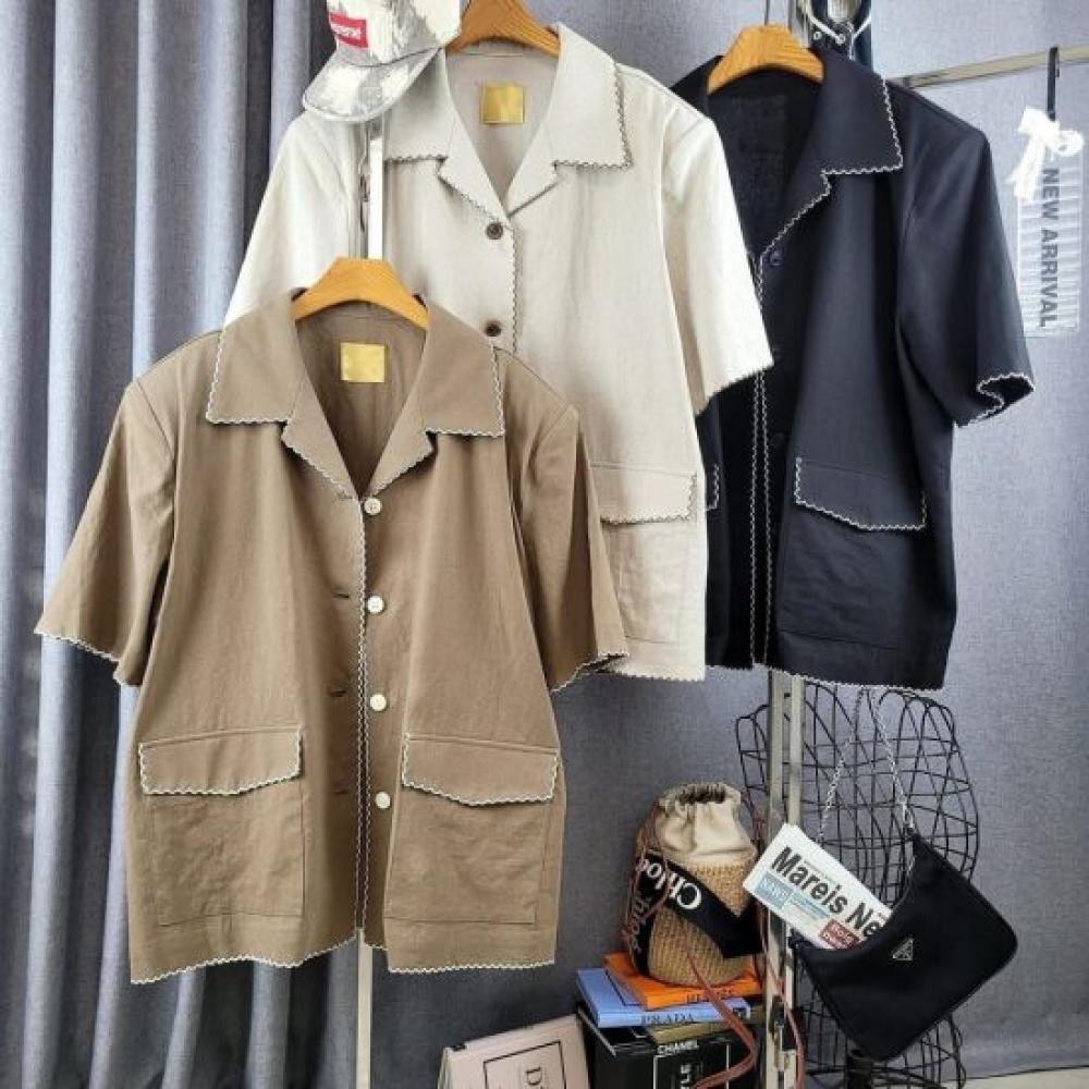 C S In The Room Women Overfit Short Sleeve jaCket Haji StitCh Shoulderpad 3Color