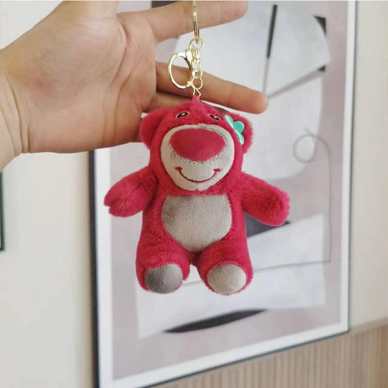 Очаровательная мультяшная клубничная медвежья плюшевая брелок-аксессуар Милый брелок для сумки для пары Burgundy Yellow