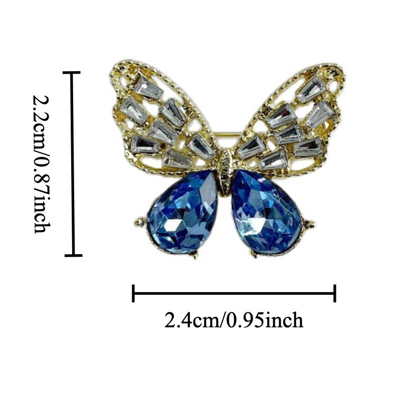 2024 New Gold Inlaid Blue Crystal Brooch Trend Internet Celebrity Explosion Butterfly Element Fashion Light Luxury Accessories