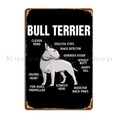Bull Terrier Cane Cane Amore Bulli Targhetta Metallica Poster Pub Retro Garage Cucina Ferro Latta Segno Poster