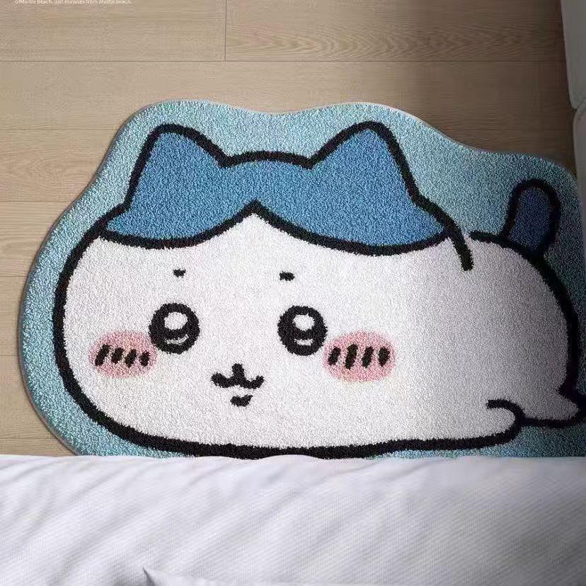 Chiikawa Mädchenschlafzimmer Teppich, Geformter Kinderteppich aus Kunstwolle, Eingangsteppich im Cremestil, Weicher Bequemer Niedlicher Cartoon-Bereichsteppich