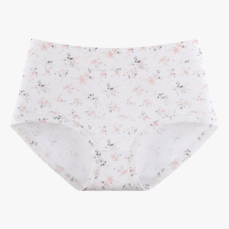 Plus Size Ladies Spring and Summer Floral Print Soft Breathable Comfortable Waist Triangle Briefs