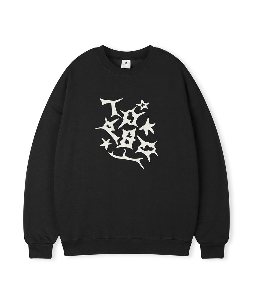 TOPBOY Star Of Thorns Oversized Brushed Print Sweatshirt