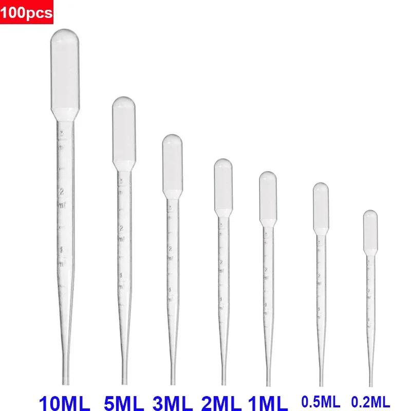 

100PCS 0.2 /0.5 /1 /2 /3 /5 /10mL Laboratory Pipette Plastic Disposable Graduated Container Liquid Dropper Equipment Straw 10ML