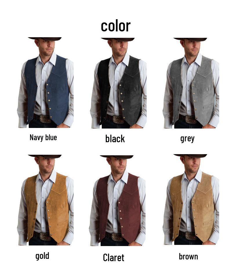 Men's Suede Slim Fit Vest with Metal Buckle - Business Style