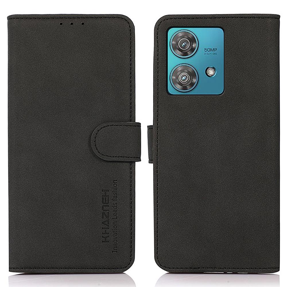 

KHAZNEH For Motorola Edge 40 Neo 5G Case Phone Stand Cover Leather Wallet Shell Black