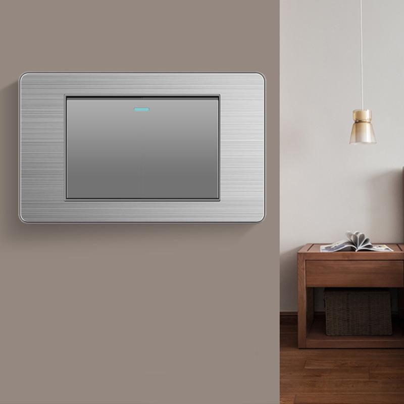 

Elegant gray stainless steel panel combination socket and switch