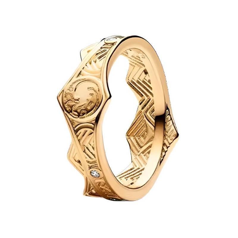 Pandora Game of Thrones Series Dragon House Crown Synthetic Cubic Zirconia Ring Women's Gold gold 50