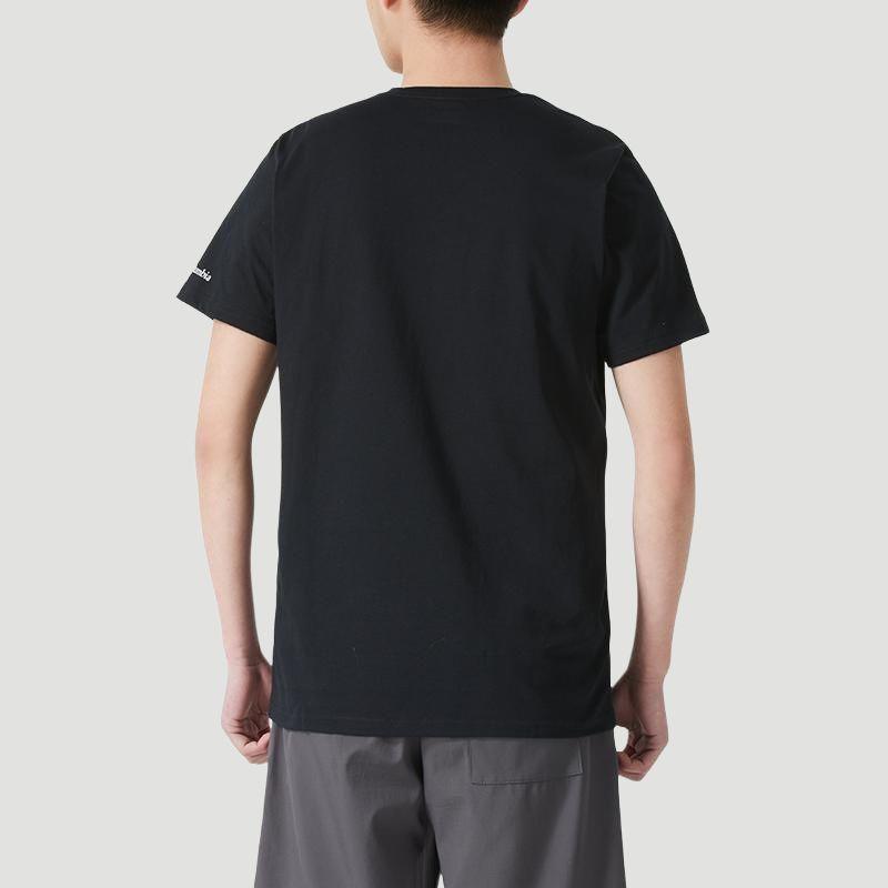 Columbia Logo Outdoor Running Fitness Training Crew Neck Short Sleeve T-Shirt Unisex Tops Black AE2959-021